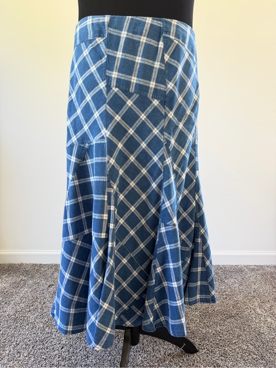 Lauren Ralph Lauren Dresses & Skirts - Lauren Ralph Lauren Blue Plaid Patchwork Linen Midi Skirt 14